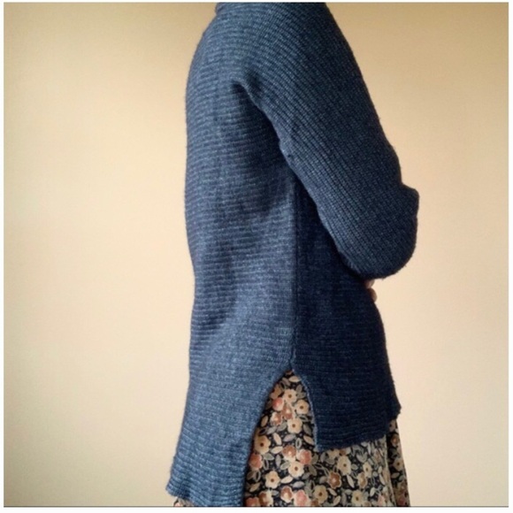 BENEDETTA B. Wool/Cashmere Blend Mock Neck Blue Sweater - Picture 5 of 14